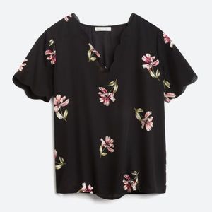 Nine Britton Floral Scallop Edge Blouse